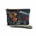 Handmade Upcycled Denim Patchwork Clutch – Boho Heart Appliqué Wristlet