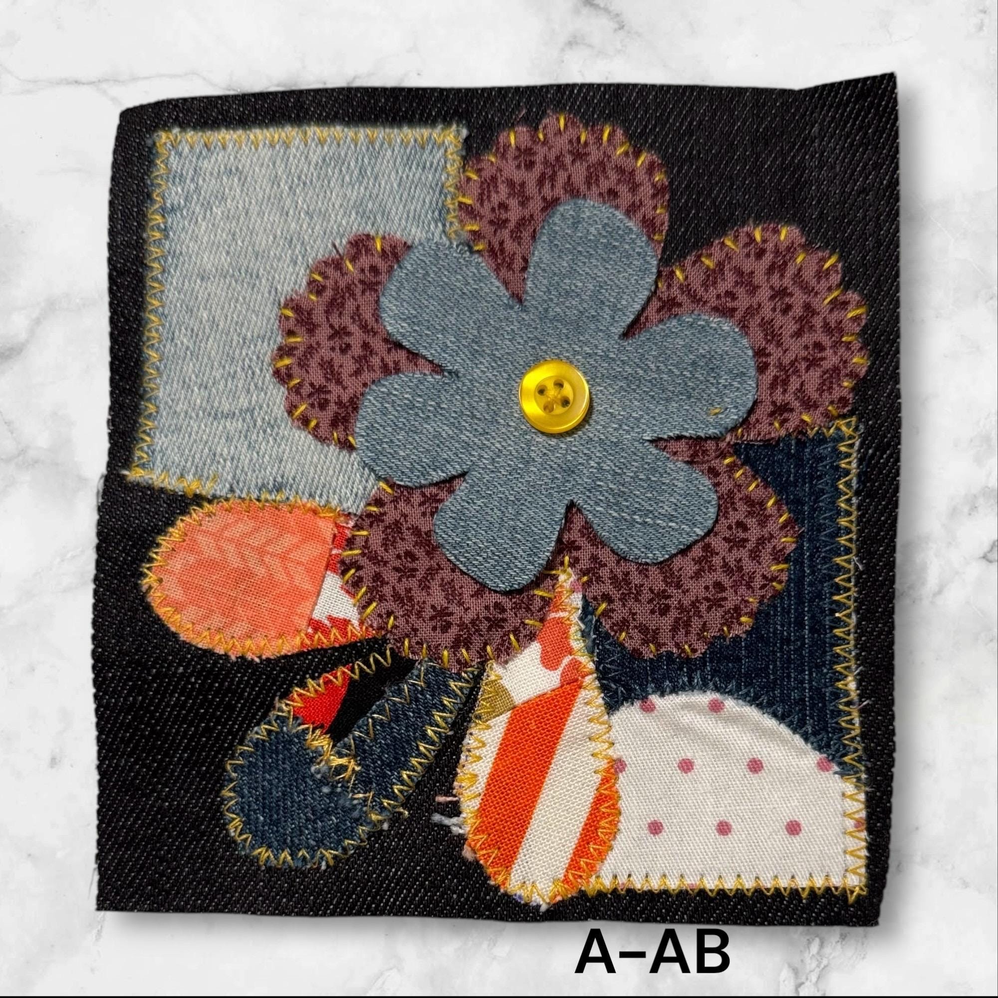 Handmade Fabric Appliqué Patches – Sew-On Denim and Cotton with Raw Edges