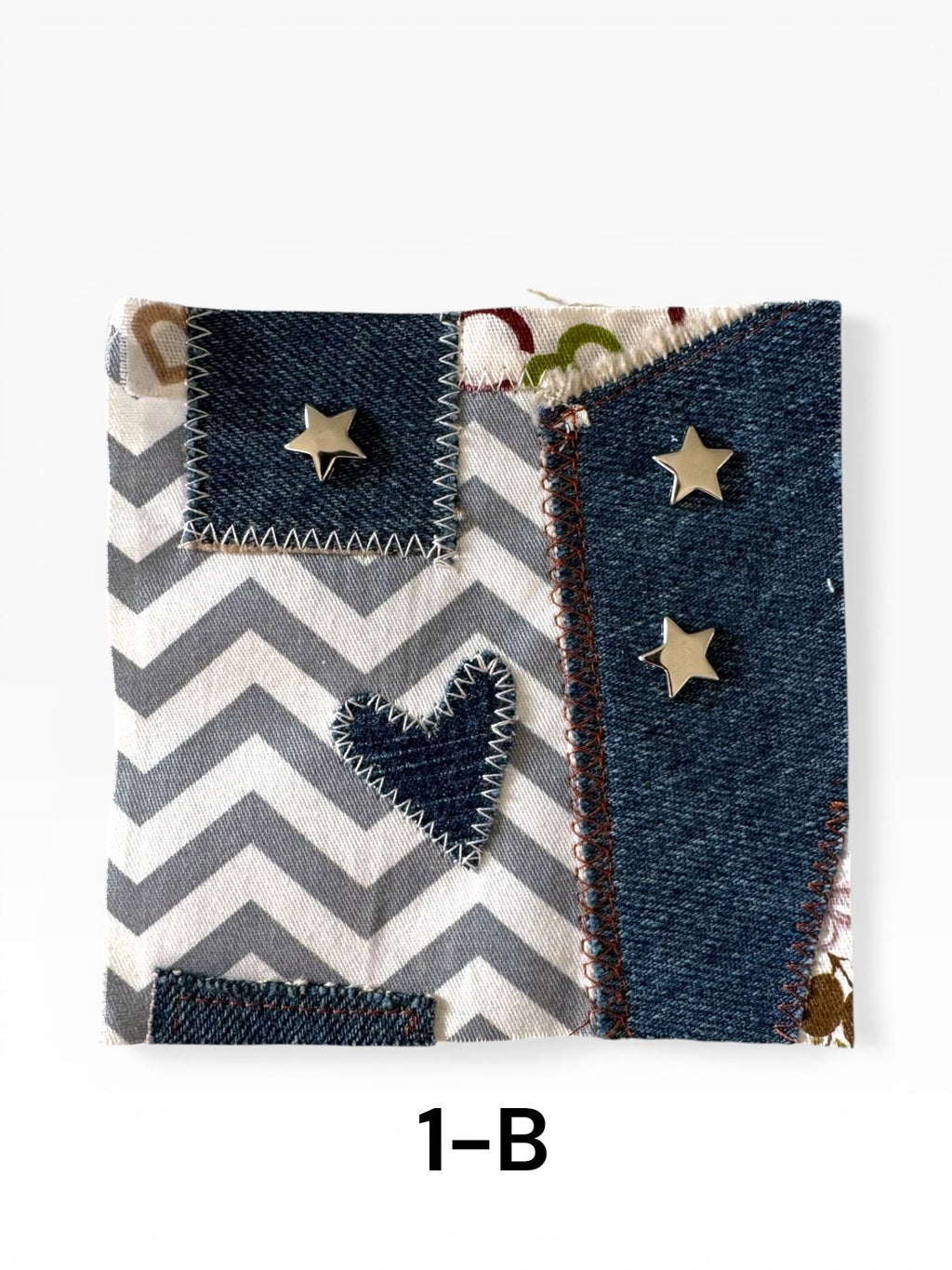 Upcycled Denim Patchwork Sew-On Patches – Rustic Boho Fabric Appliqué Set