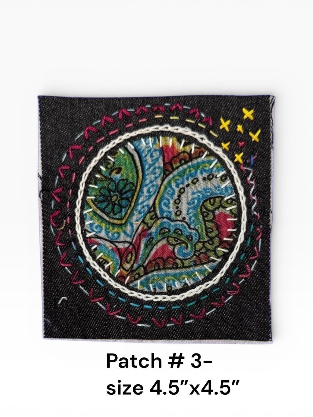 Sashiko Boro-Inspired Handmade Denim Patches – Sew-On Embroidered Patchwork