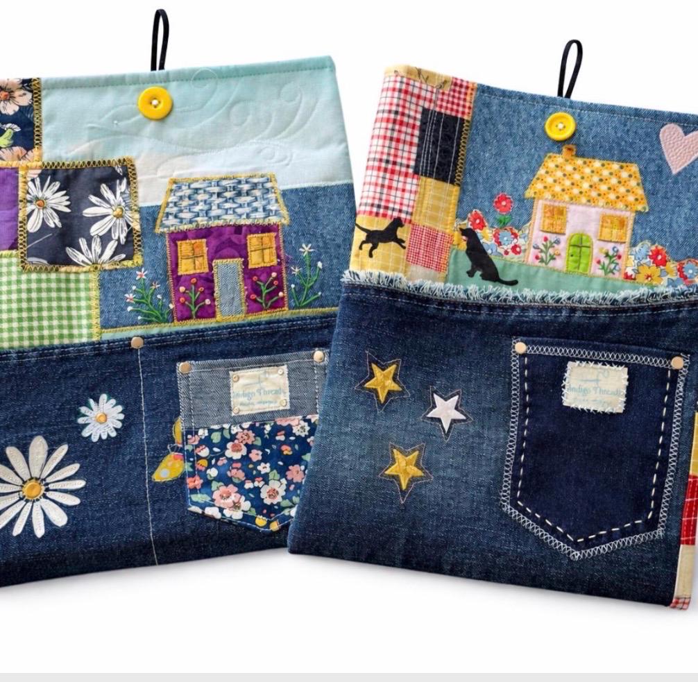 Handmade Denim Patchwork Pouch | Bible Cover, iPad, laptop Sleeve-extra large