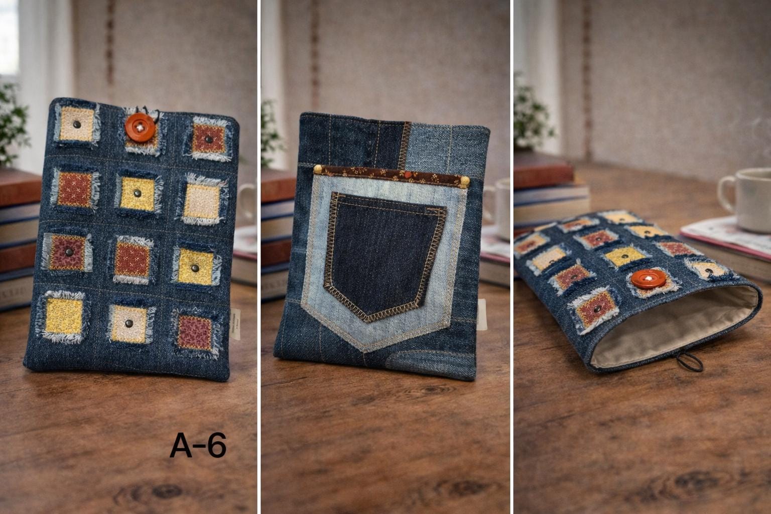 Extra Small Patchwork Denim Bags | 6” x 8” | One of a Kind Handmade Upcycled Bags | Indigo Threads