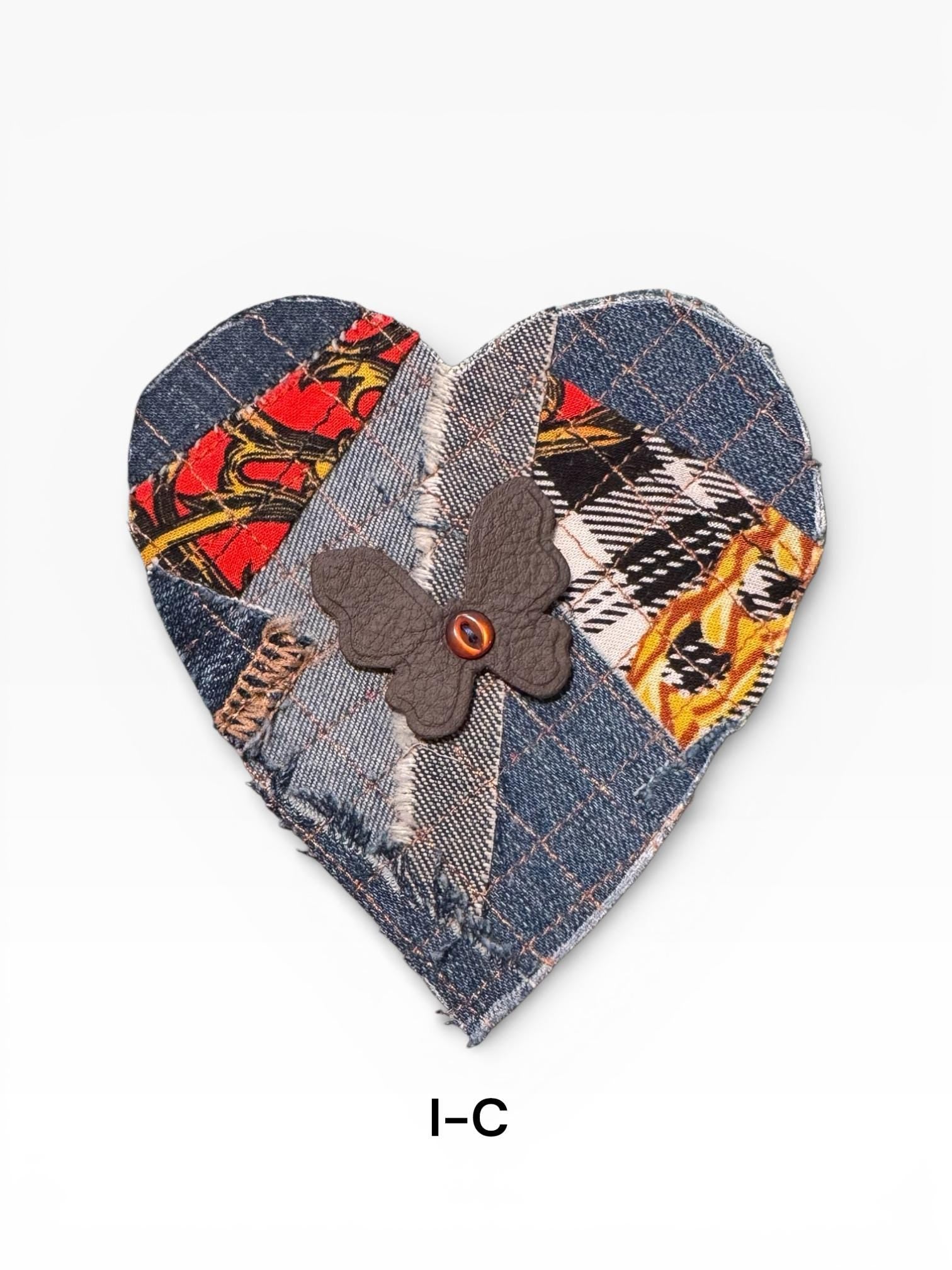 Handmade Upcycled Denim Heart Patches: Sew-On DIY Craft Applique
