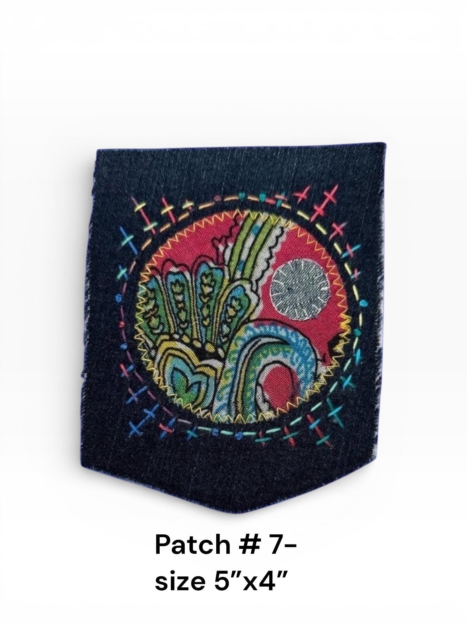 Sashiko Boro-Inspired Handmade Denim Patches – Sew-On Embroidered Patchwork