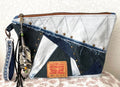 Upcycled Denim Patchwork Handbag, Boho Tassel Clutch