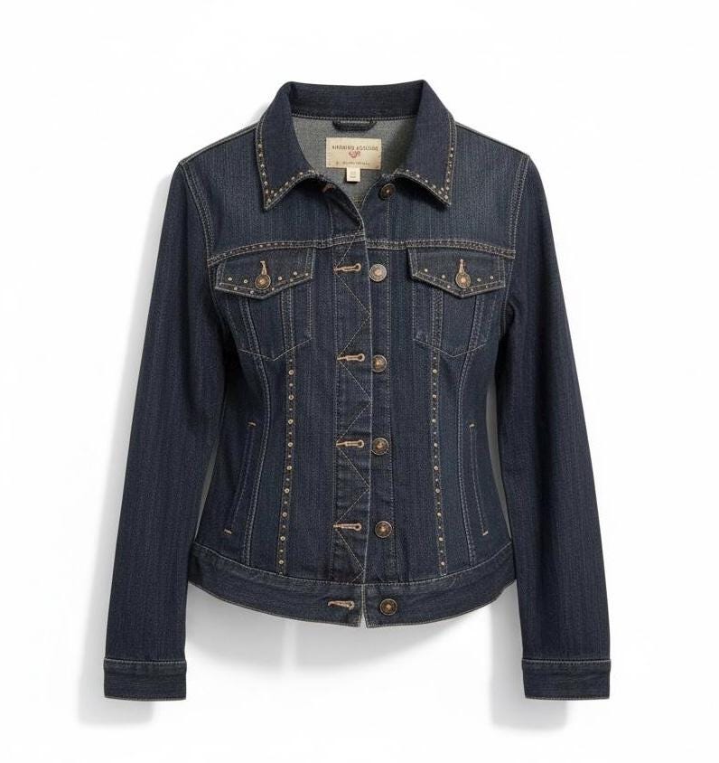 Upcycled Denim Jacket – One-of-a-Kind Wearable Art with Button & Zipper Design | Size Large