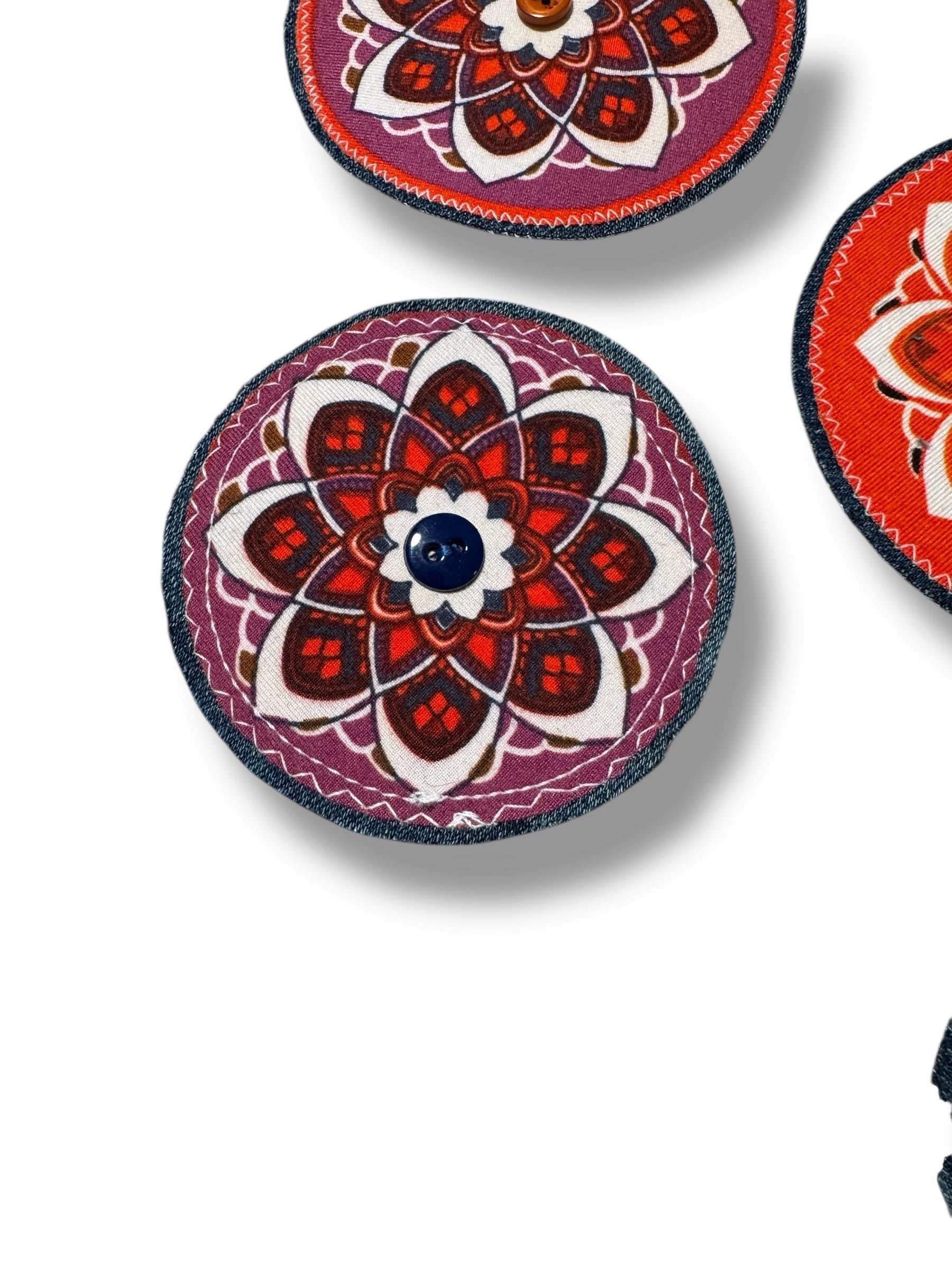 Handmade Denim Flower Patch: Upcycled Cotton Polyester Applique