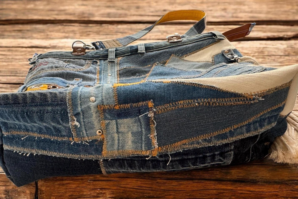 Patchwork Denim Crossbody Bag: Upcycled Jean Purse, Handmade
