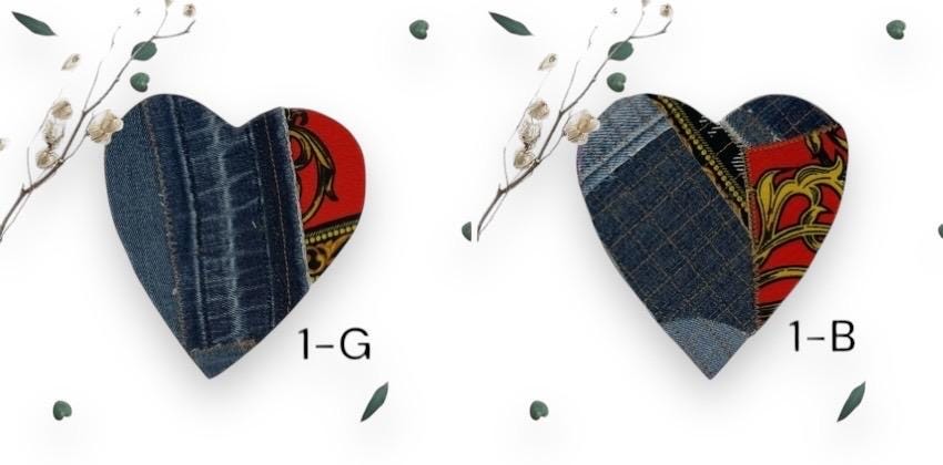Handmade Upcycled Denim Heart Patches: Sew-On DIY Craft Applique