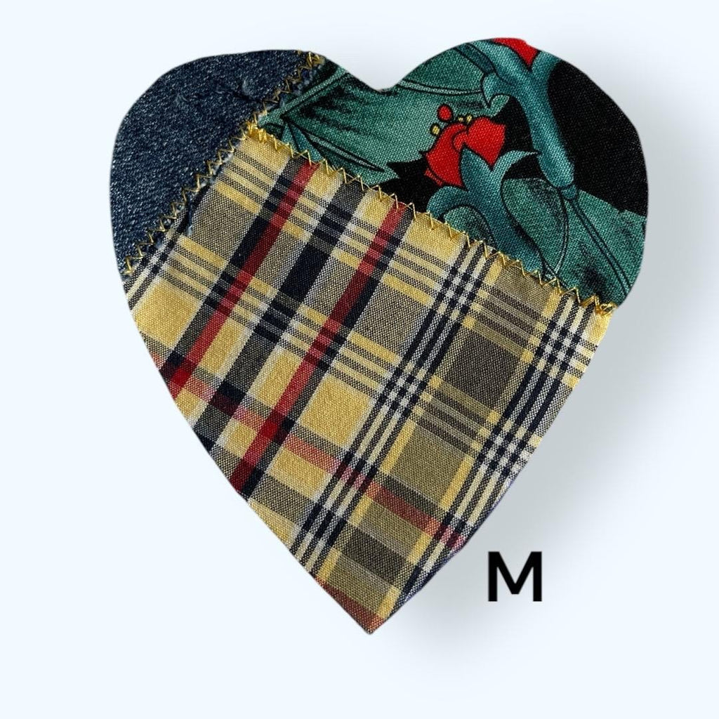 Handmade Upcycled Denim Heart Patch: Tropical Parrot Sew-On Applique