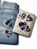 Handmade Denim Heart Patches – Upcycled Patchwork Appliqué for Jackets, Jeans, Bags