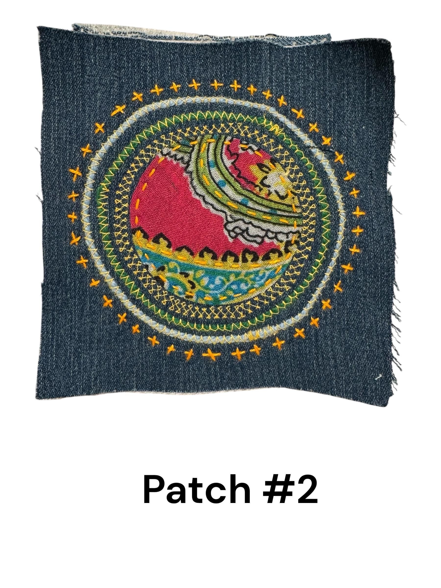Sashiko Boro-Inspired Handmade Denim Patches – Sew-On Textile Art from Upcycled Fabric