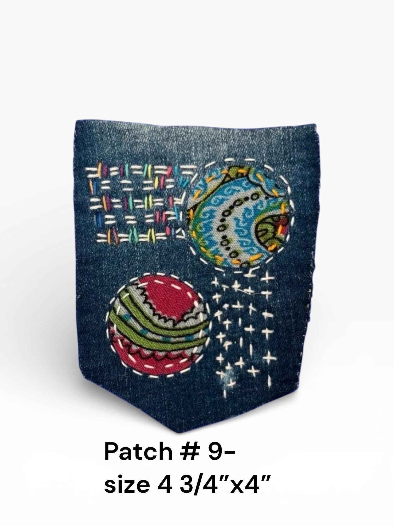 Sashiko Boro-Inspired Handmade Denim Patches – Sew-On Embroidered Patchwork
