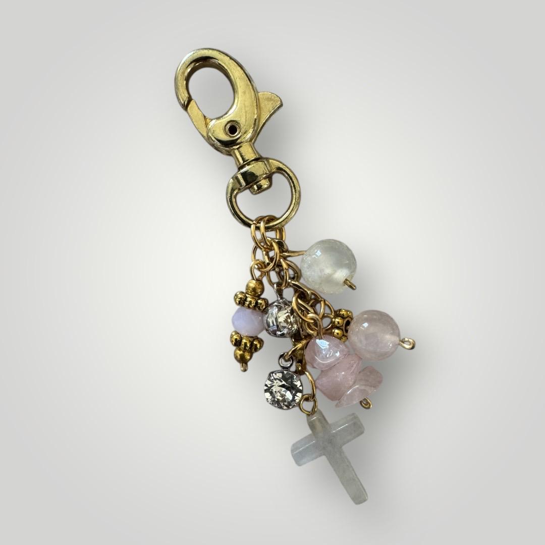 Handmade Gemstone Zipper Pull: Pearl & Stone Bag Charm