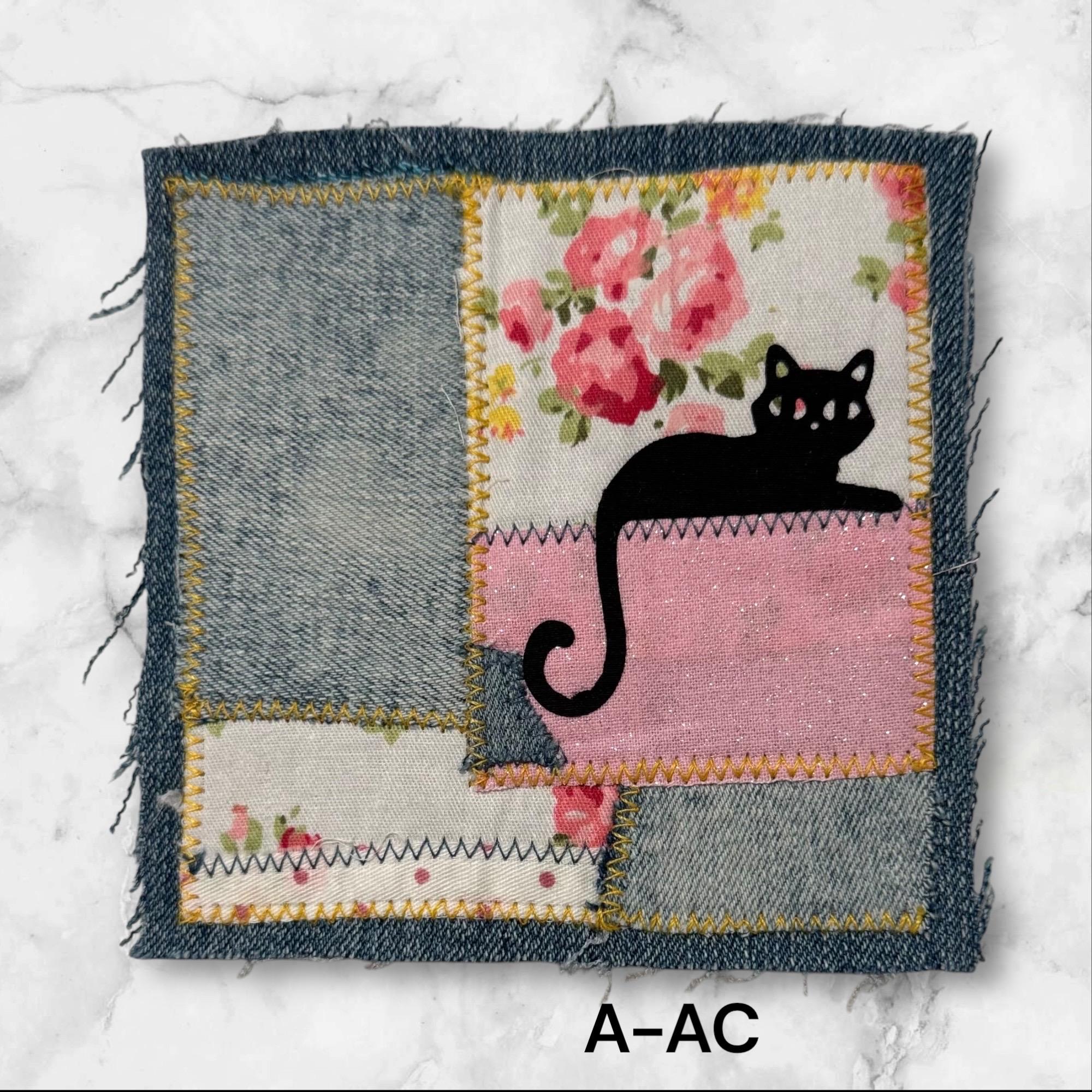 Handmade Fabric Appliqué Patches – Sew-On Denim and Cotton with Raw Edges