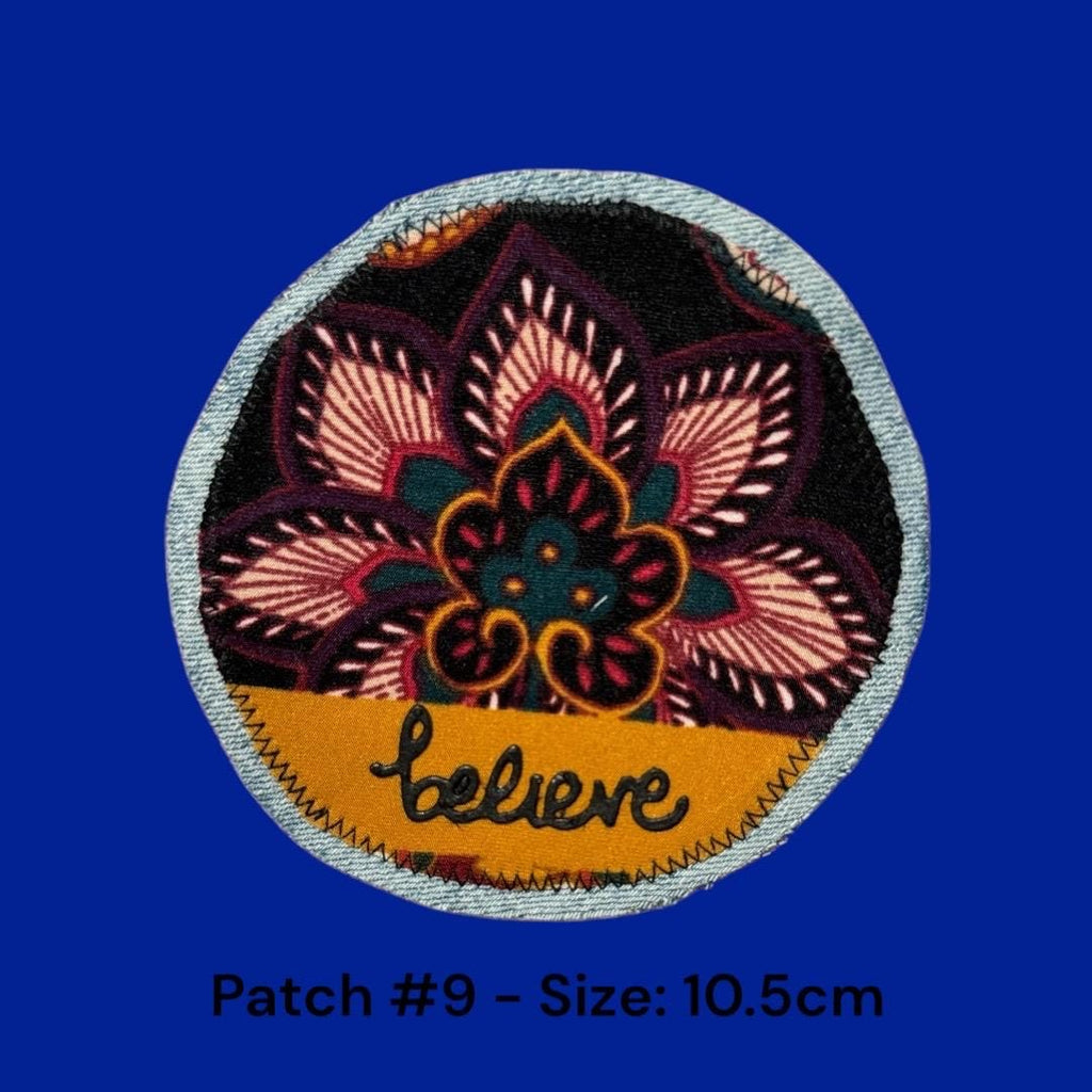 Handmade Denim Sew-On Patch: Upcycled Floral Design