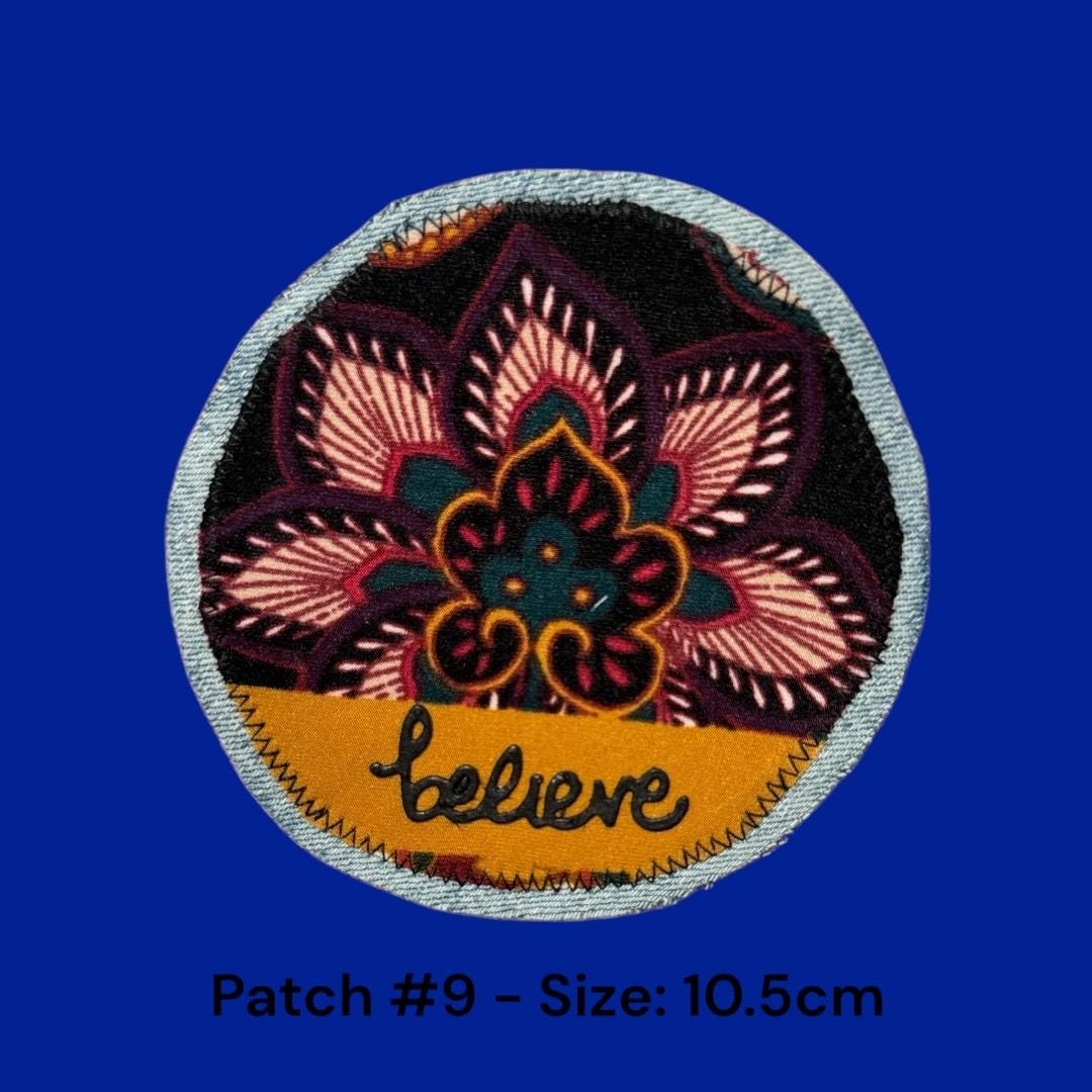 Handmade Denim Sew-On Patch: Upcycled Floral Design