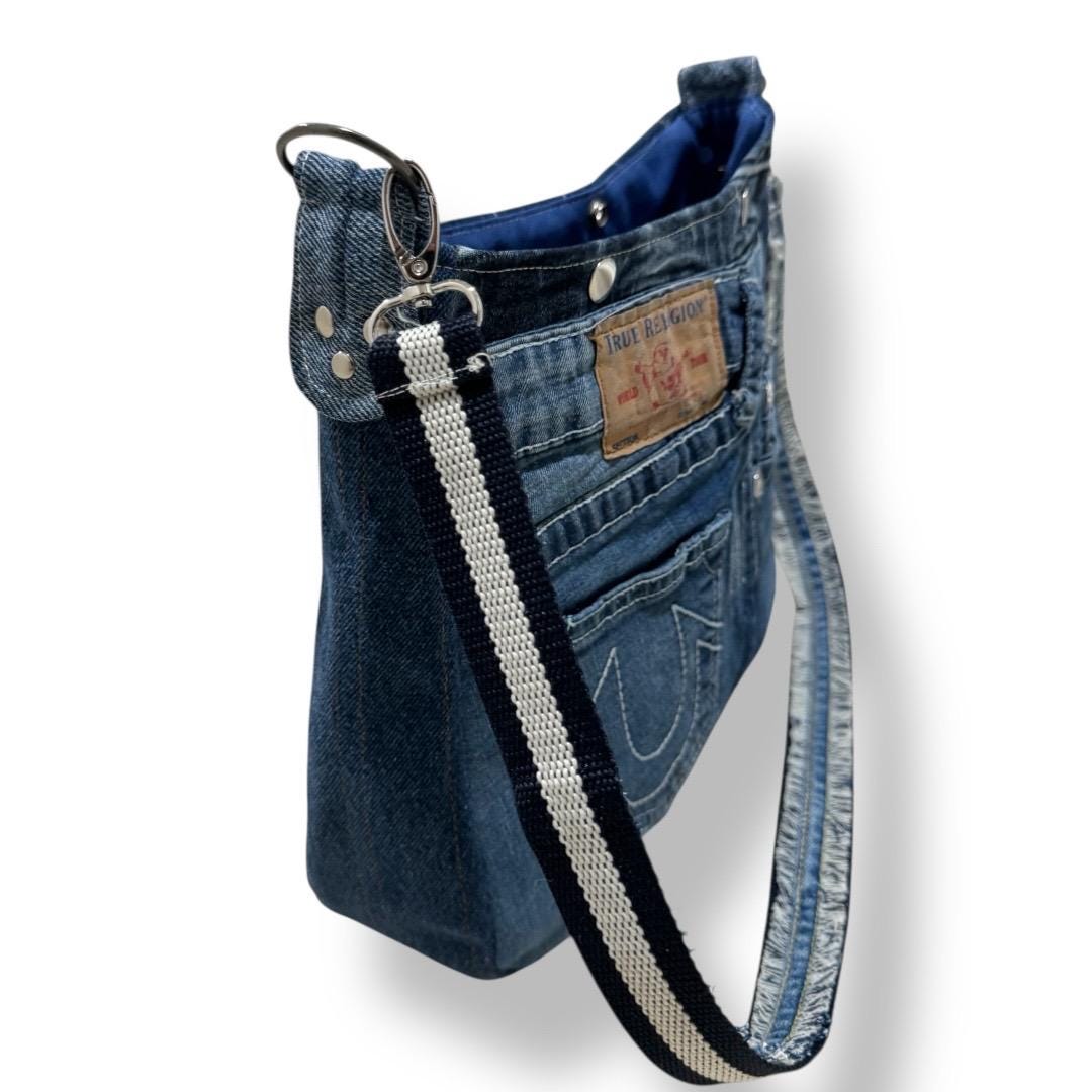 Upcycled Denim Shoulder Bag | Handmade Recycled Jeans Purse | Eco-Friendly One-of-a-Kind Bag