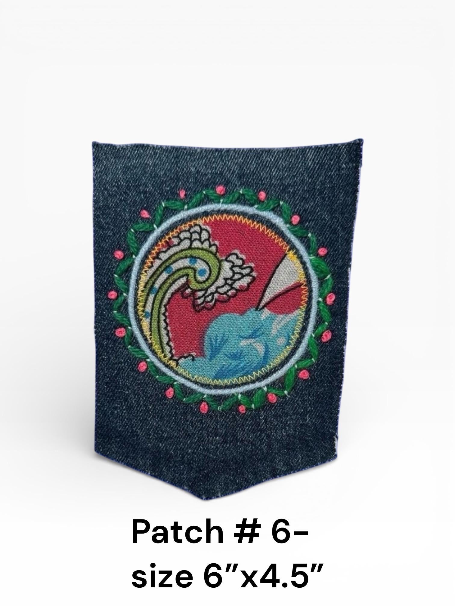 Sashiko Boro-Inspired Handmade Denim Patches – Sew-On Embroidered Patchwork